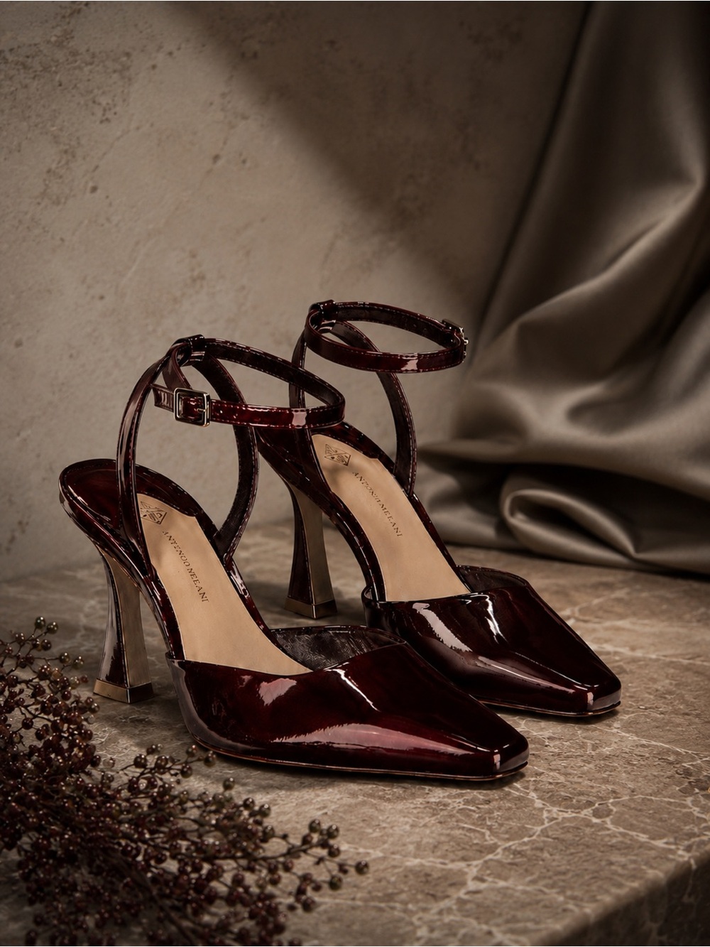 Antonio Melani Cranberry Cissy Patent Leather Ankle Strap Dress Pumps Size 8M